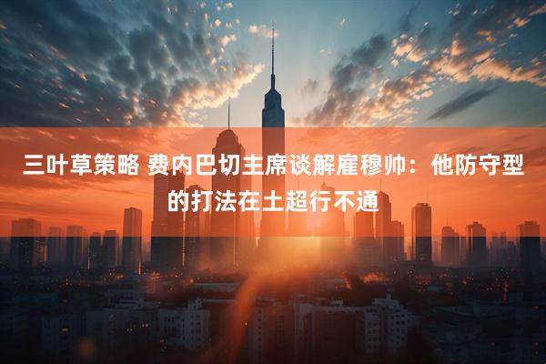 三叶草策略 费内巴切主席谈解雇穆帅：他防守型的打法在土超行不通